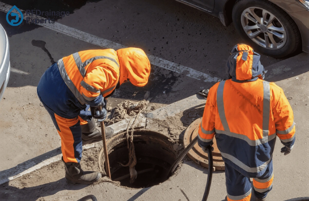 Fast drain unblocking service London with professional plumbers clearing blocked drains