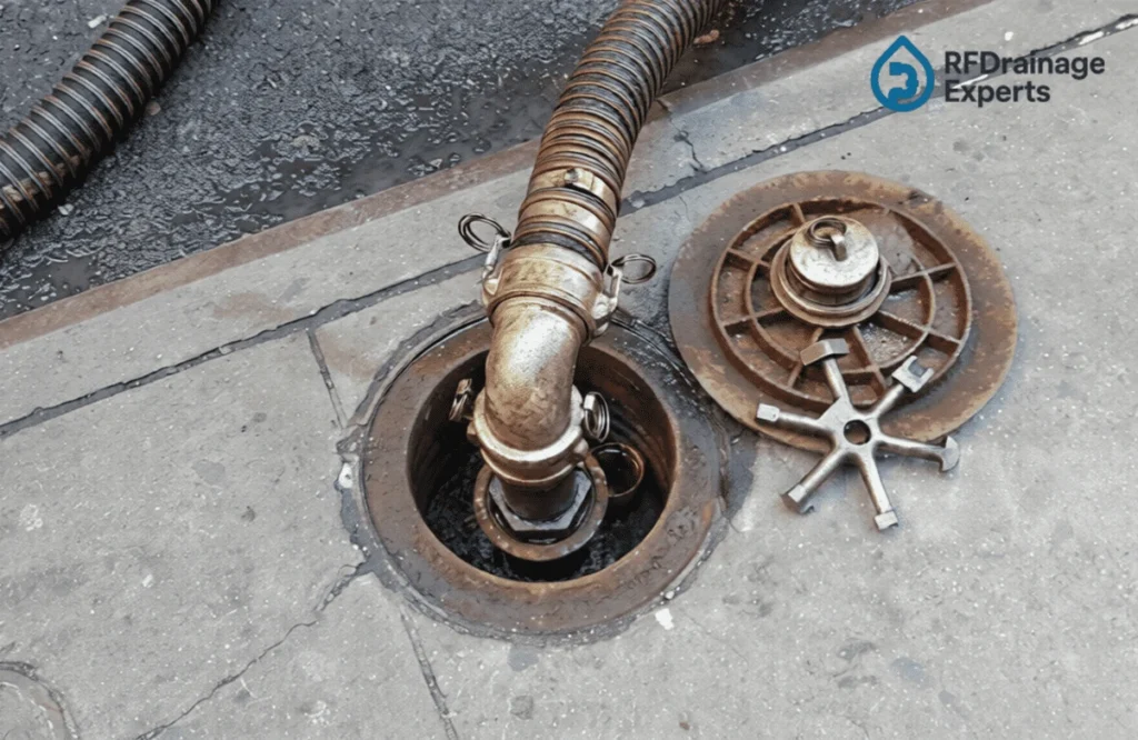 Professional Drain Inspection Services in London using CCTV camera to inspect blocked underground drains