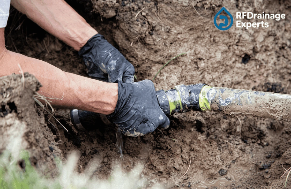 Drain Repairs Issues in London showing blocked and damaged underground drainage system