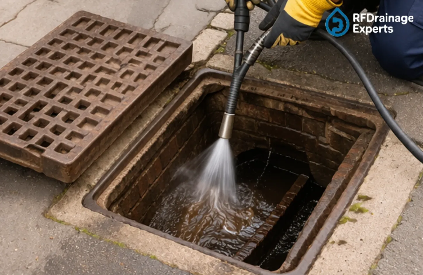 Skilled technicians performing drain repairs explained London on an external drain.